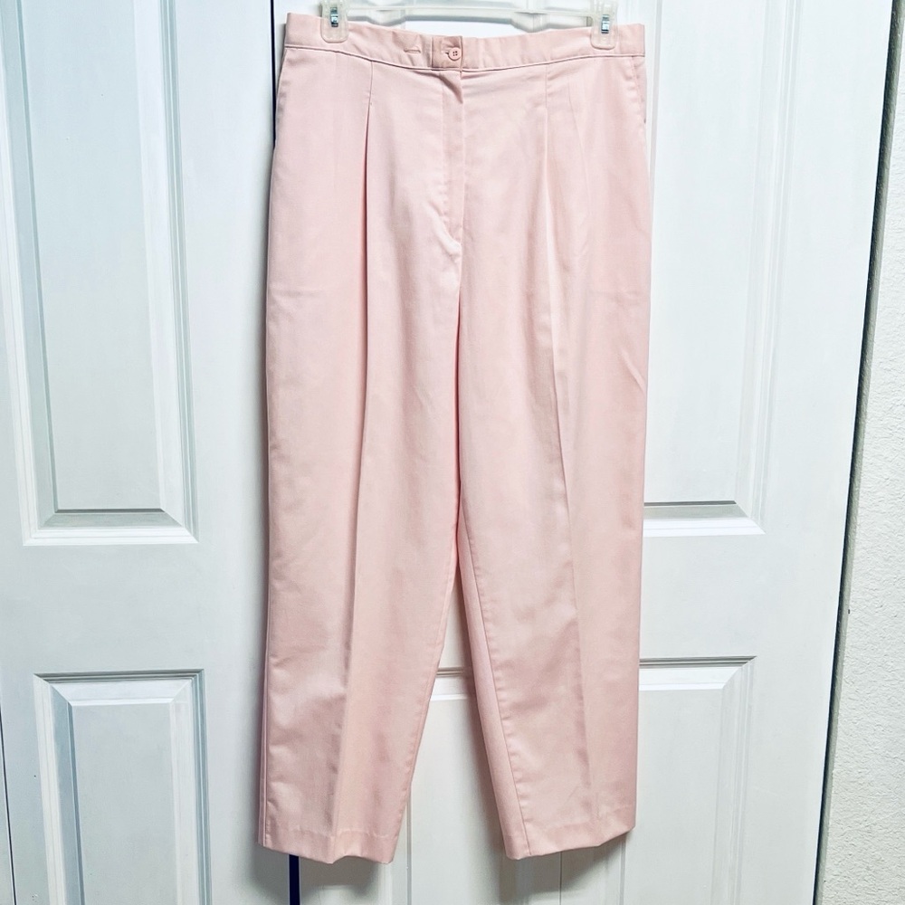 Vintage Tailored Straight-Leg High-Rise Pants in Light Pink Size L / XL